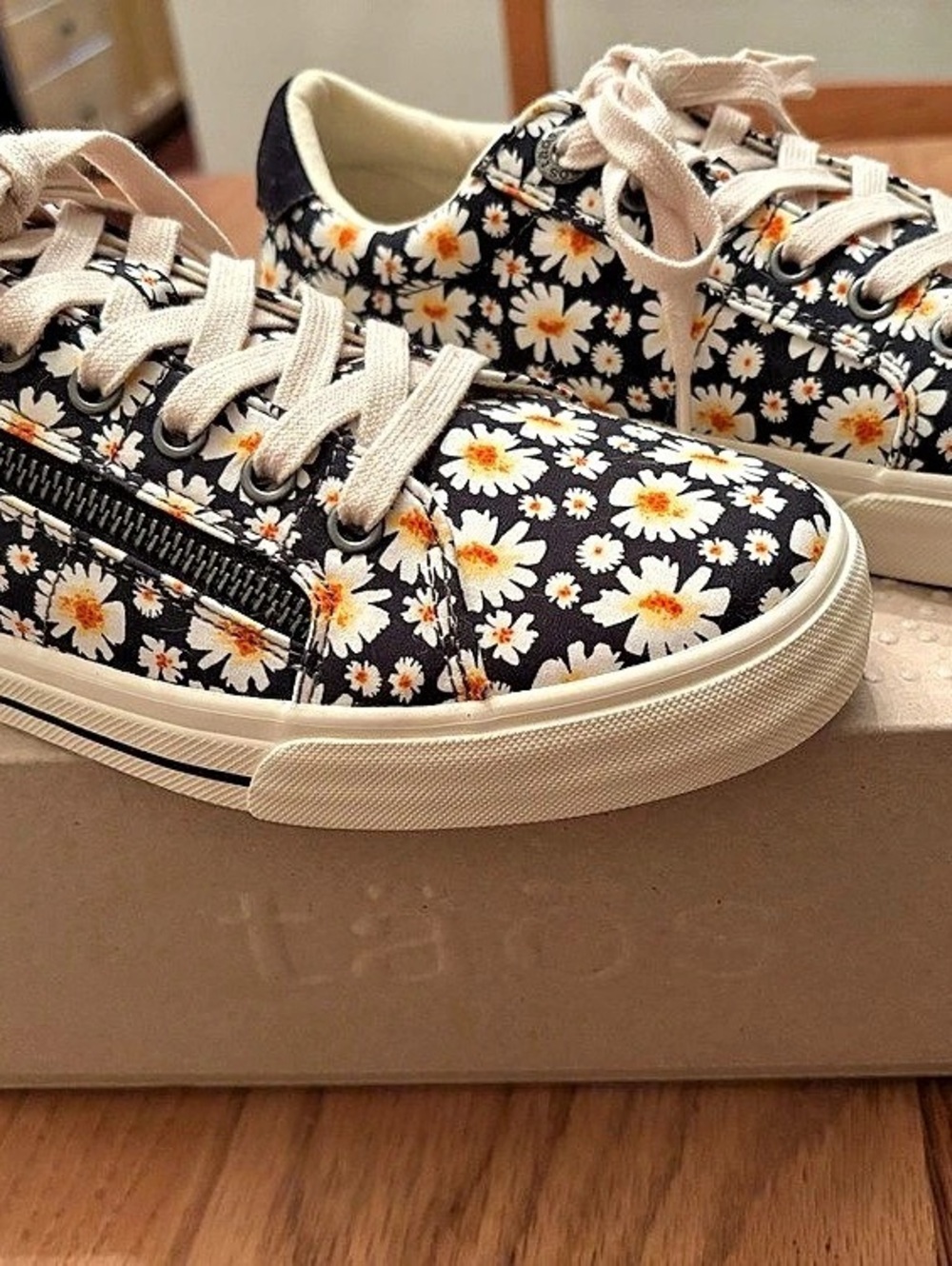 taos Z Soul Black Daisy Floral Sneakers Black & White US 8.5W